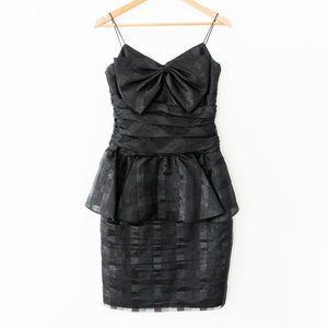 Vintage Ricki Lang for Nuit Fitted Peplum Bow Cocktail Dress